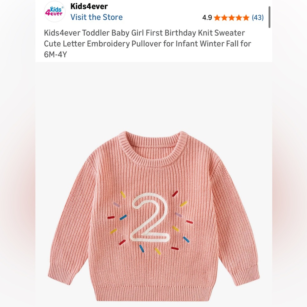 2 year old birthday sweater